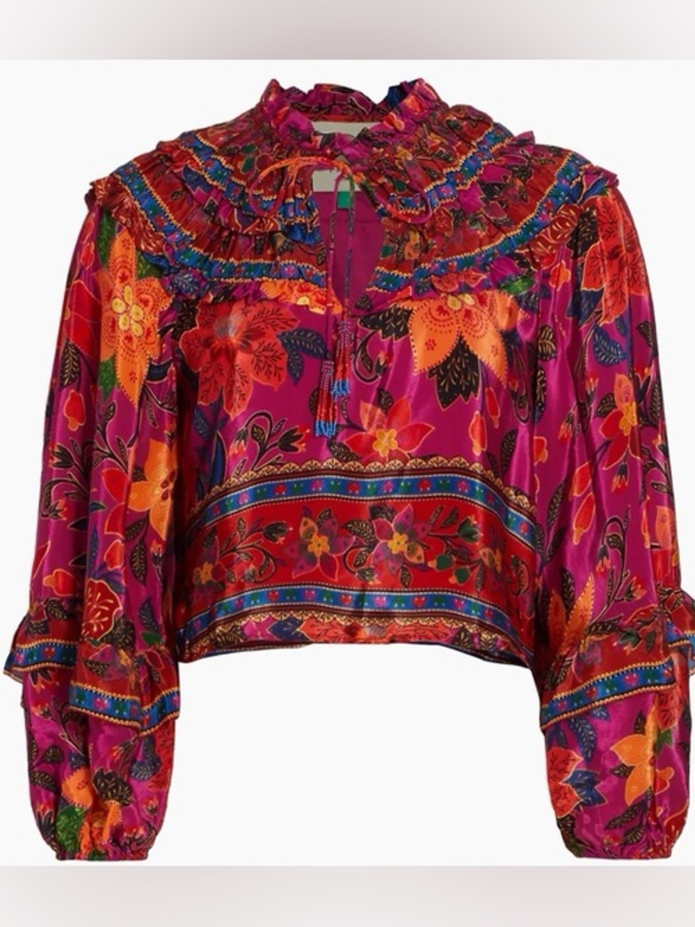 FARM Rio Tropical Tapestry Ruffled
Blouse, size XS - Picture 3 of 6